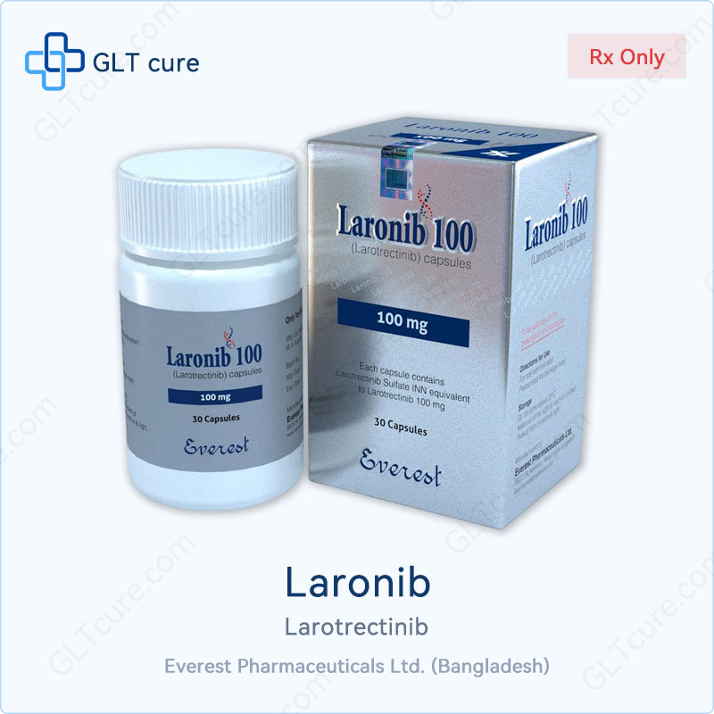 Laronib (larotrectinib) 100mg×30 bottle by Everest, world's first generic TRK inhibitor, Bangladesh