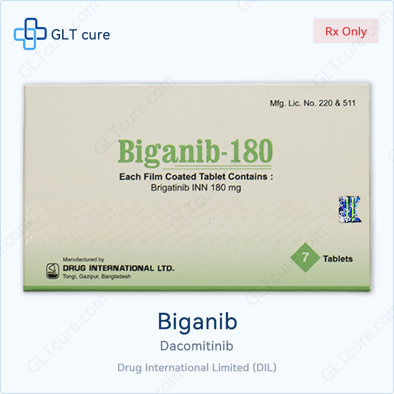 Biganib (brigatinib) 180mg tablets, Drug International Bangladesh pack