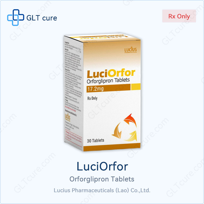 LuciOrfor orforglipron 17.2mg 30 tablets box, Lucius Pharmaceuticals Laos