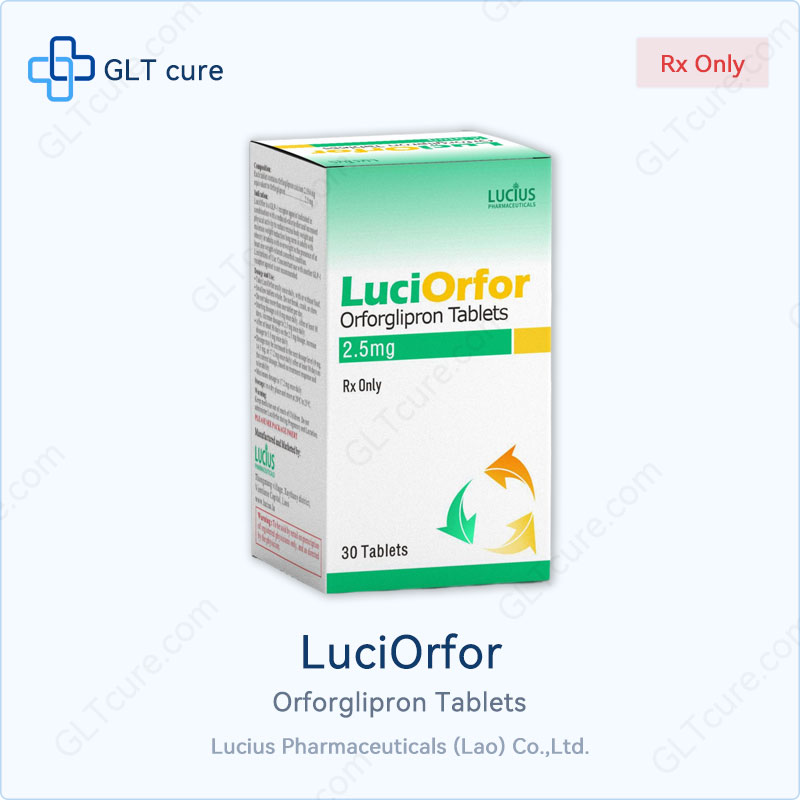 LuciOrfor orforglipron 2.5mg 30 tablets box, Lucius Pharmaceuticals Laos