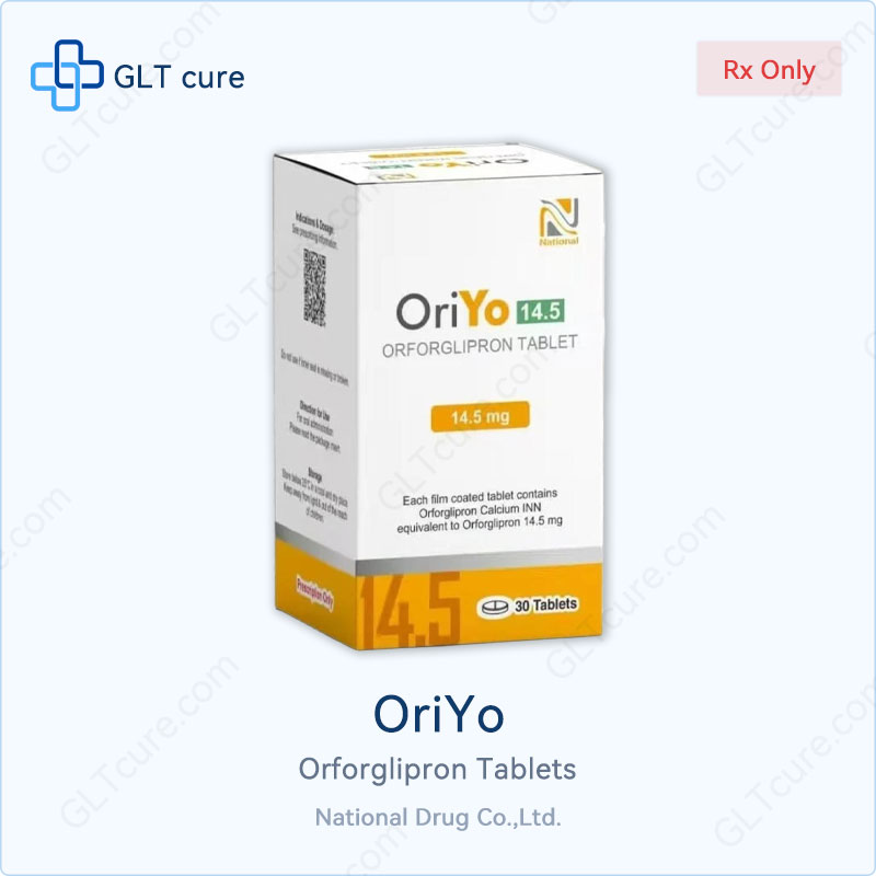 OriYo orforglipron 14.5mg 30 tablets box, National Drug Co. Bangladesh