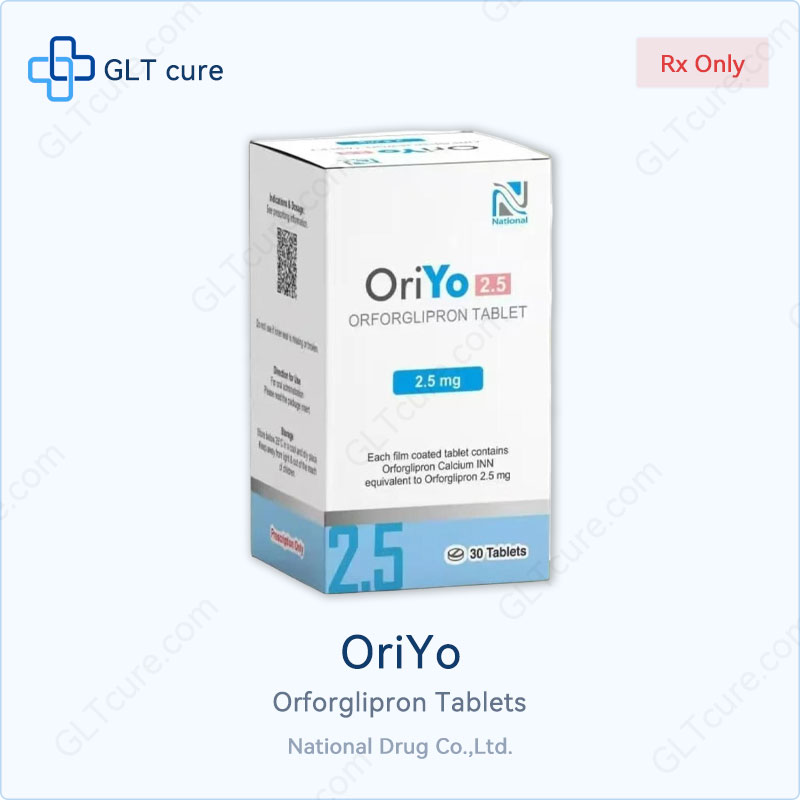 OriYo orforglipron 2.5mg 30 tablets box, National Drug Co. Bangladesh