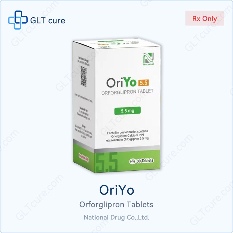 OriYo orforglipron 5.5mg 30 tablets box, National Drug Co. Bangladesh