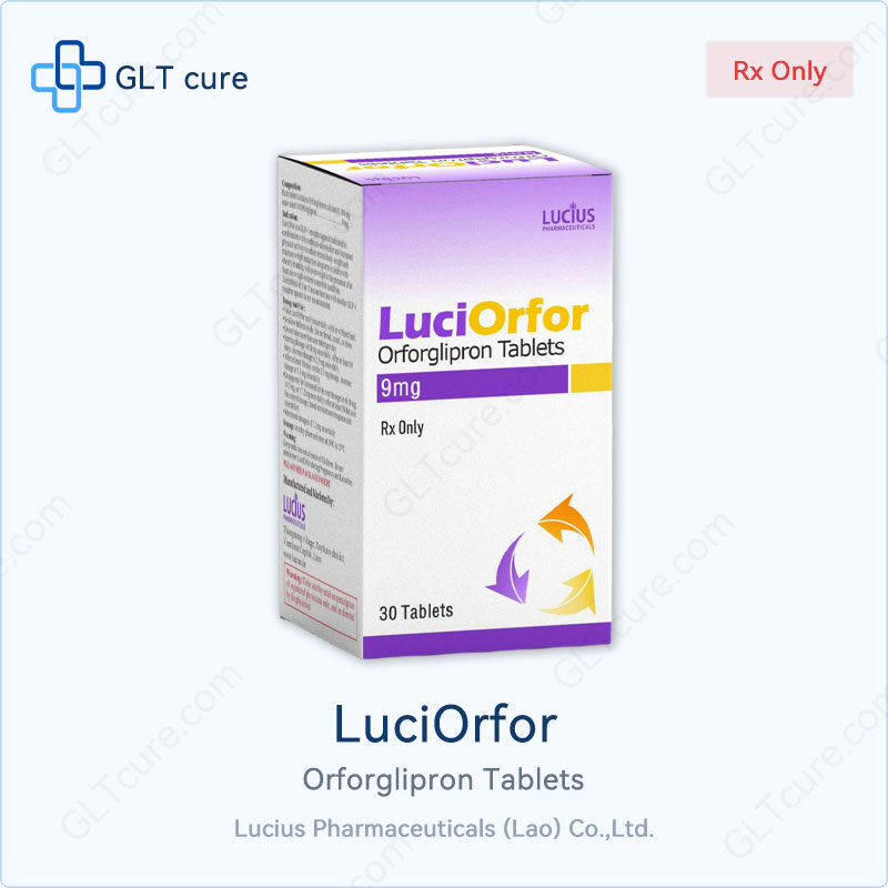 LuciOrfor orforglipron 9mg 30 tablets box, Lucius Pharmaceuticals Laos