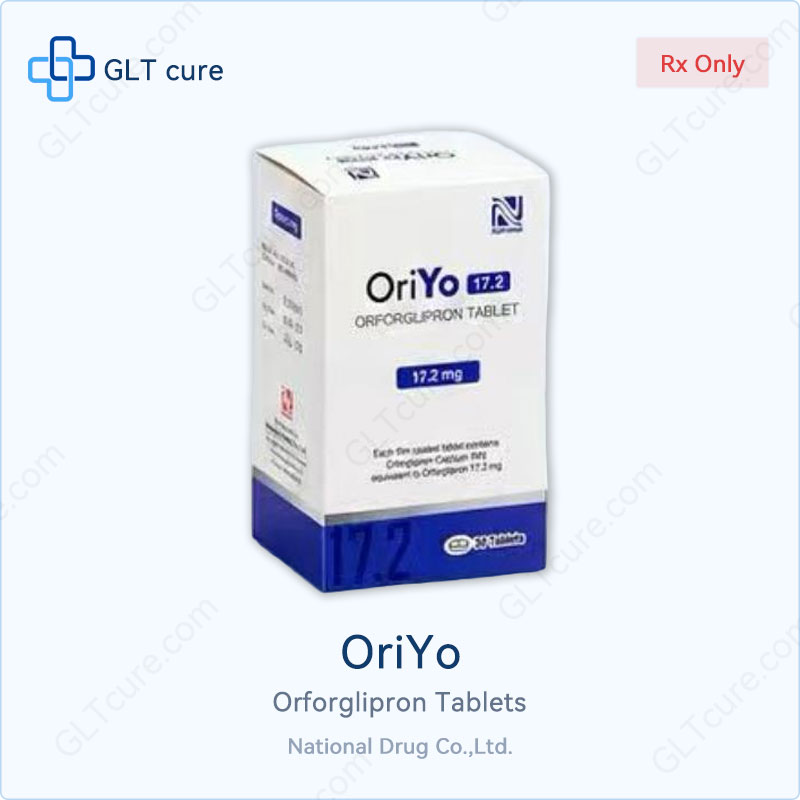 OriYo orforglipron 17.2mg 30 tablets box, National Drug Co. Bangladesh